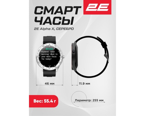 Смарт-часы 2E Alpha X 46 mm, Silver