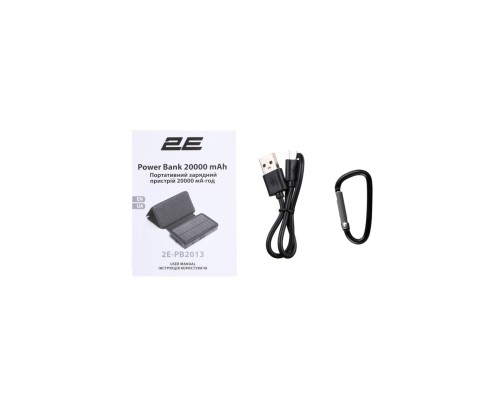 Внешний аккумулятор  2E Power Bank Solar 20000mAh Black
