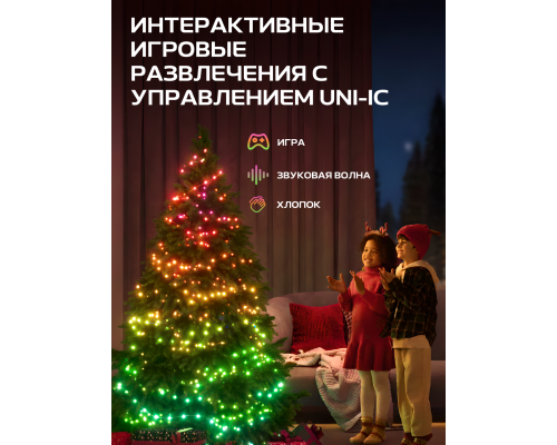 Гирлянда Smart LED Govee H70C2 Christmas Light RGB, IP65, 20м, кабель прозрачный