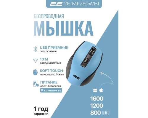 Беспроводная мышь 2Е MF250 WL Blue