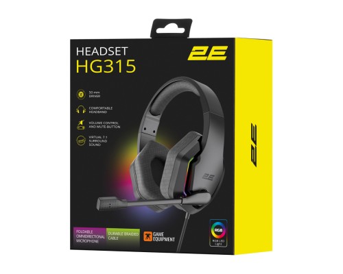 Наушники игровые 2E GAMING HG315 RGB USB 7.1 Black (2E-HG315BK-7.1)