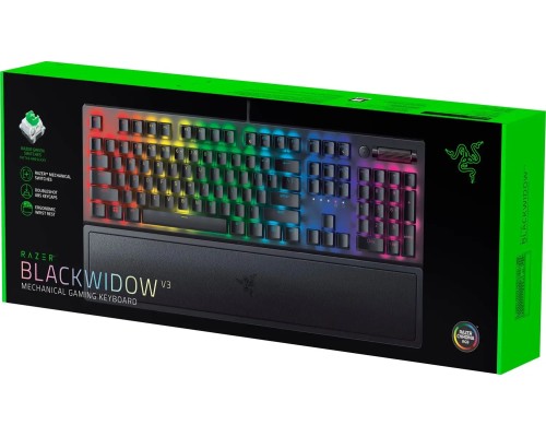 Клавиатура Razer BlackWidow V3 RGB 108key Green Switch USB/EN, чёрный