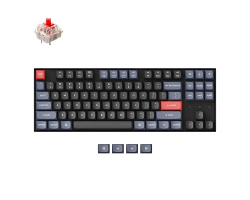 Беспроводная механическая клавиатура Keychron K8 87Key, Gateron G Pro Red, Hot-Swap, BT/USB-A, EN, White Led, Черный