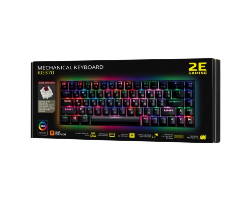 Клавиатура игровая 2E GAMING KG370 RGB 68key Gateron Brown Switch USB Black