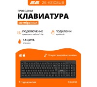 Клавиатура проводная 2E KS108 USB Black