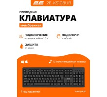 Клавиатура проводная 2E KS108 USB Black