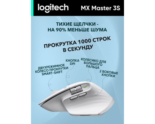 Беспроводная мышь Logitech MX Master 3S Bluetooth Mouse Pale Grey
