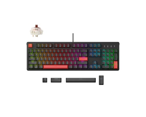 Механическая клавиатура  Lemokey X3 104Key, Brown, USB-A, QMK/VIA, EN/UZ/RU, Red Led, Черный