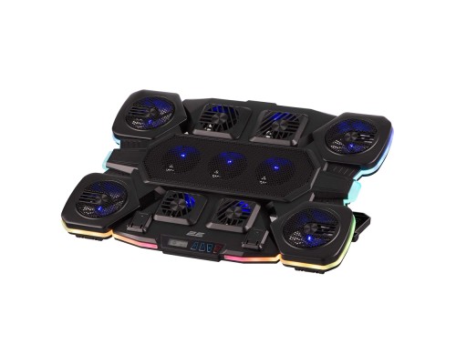 Подставка для ноутбука 2E GAMING CPG-011, до 17.3", 1xUSB-A, 1xUSB-C, LCD, RGB, Чёрный