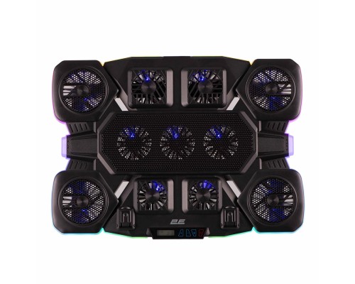 Подставка для ноутбука 2E GAMING CPG-011, до 17.3", 1xUSB-A, 1xUSB-C, LCD, RGB, Чёрный