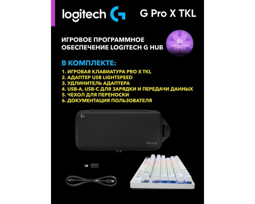 Беспроводная клавиатура Logitech G PRO X TKL LIGHTSPEED Gaming Keyboard, White