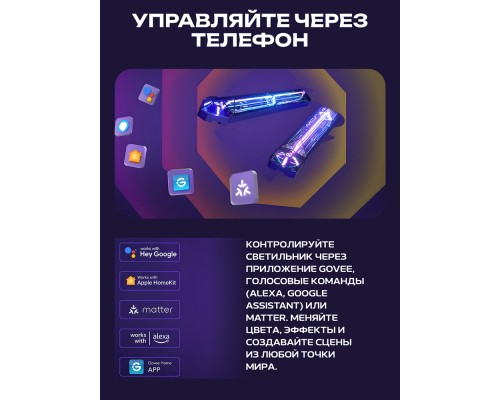 Набор настенных светильников Govee H6063, H1063 Gaming Wall light Evangelion, 4+2шт, RGBIC, WI-FI/Bluetooth
