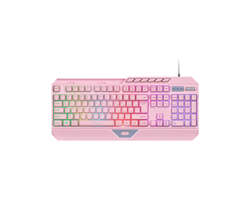 Клавиатура игровая мембранная 2E GAMING KG315 110key, USB-A, EN/RU, RGB, розовый