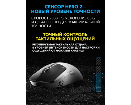 Игровая мышь беспроводная Logitech G Pro X2 Superstrike, Lunar Eclipse