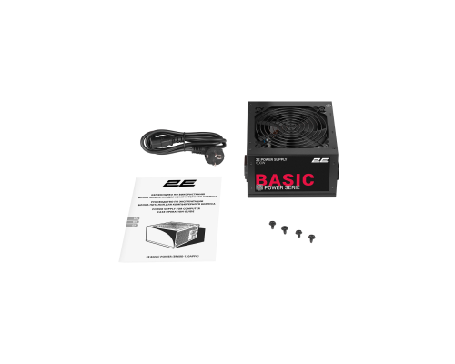 Блок питания 2E Basic Power (600W), >80%, 120мм, 1xMB 24pin(20+4), 1xCPU 8pin(4+4), 3xMolex, 4xSATA, 2xPCIe 8pin(6+2)