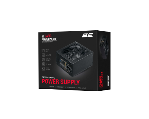 Блок питания 2E Basic Power (600W), >80%, 120мм, 1xMB 24pin(20+4), 1xCPU 8pin(4+4), 3xMolex, 4xSATA, 2xPCIe 8pin(6+2)