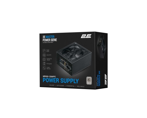 Блок питания 2E Master Power (650W), >80%, 80+ White, 120мм, 1xMB 24pin(20+4), 1xCPU 8pin(4+4), 3xMolex, 5xSATA, 2xPCIe 8pin(6+2)