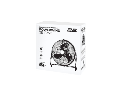 Вентилятор напольный 2E PowerWind 35C, Профессиональный, 65 Вт, 35 см, 3 скорости, Серебристый