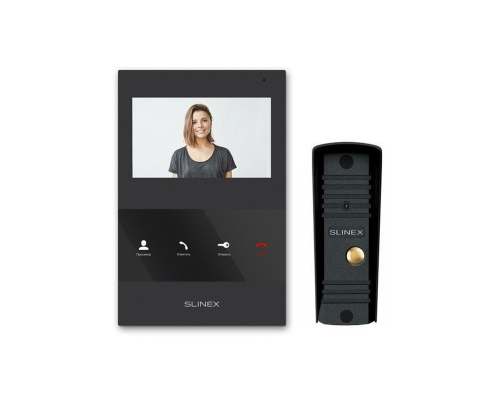 Комплект видеодомофона Slinex SQ-04 Black + вызывная панель ML-16HR Black