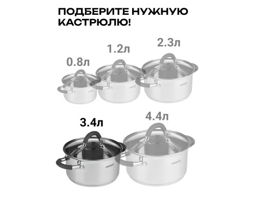 Кастрюля Ardesto Gemini 3.6 л с крышкой + Половник Ardesto Gemini