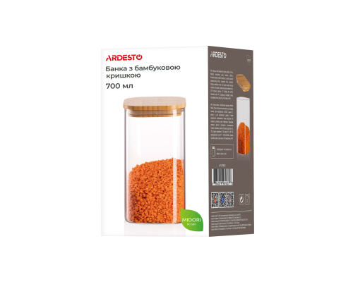 Банка для хранения из боросиликатного стекла ARDESTO Midori 700 мл Квадратная