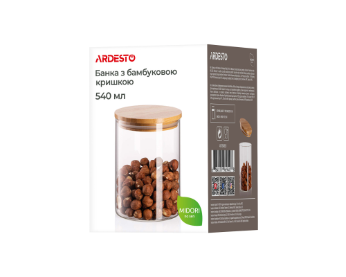 Банка для хранения из боросиликатного стекла ARDESTO Midori 540 мл Круглая