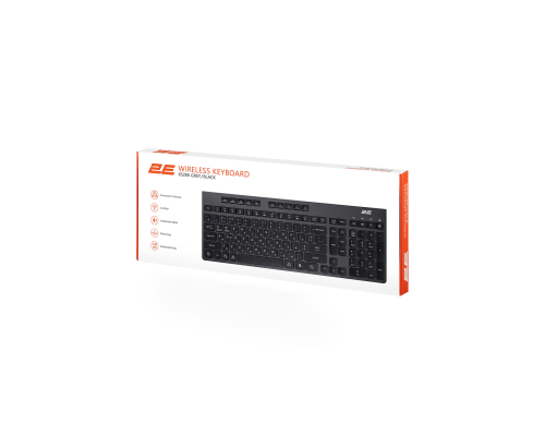 Клавиатура мембранная 2E KS280 120key, WL/BT, EN/UK/RU, silent, чёрно-серая