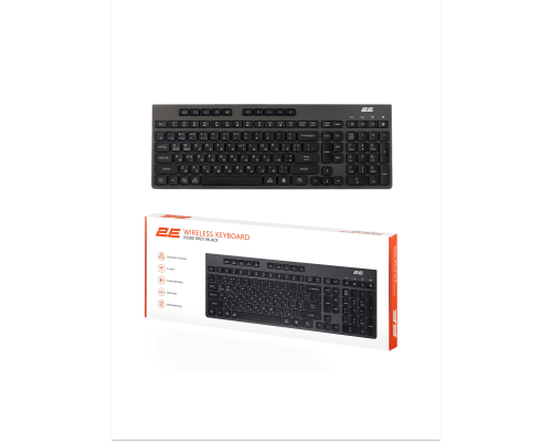 Клавиатура мембранная 2E KS280 120key, WL/BT, EN/UK/RU, silent, чёрно-серая
