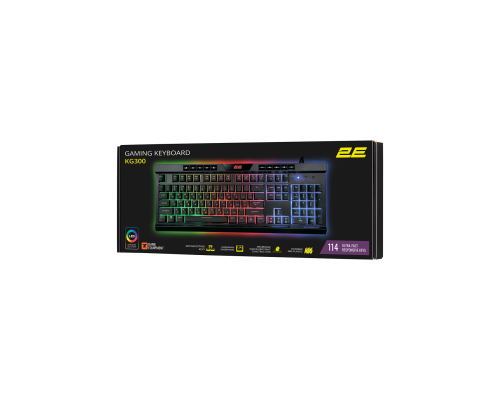 Клавиатура мембранная 2E GAMING KG300 114key USB-A EN/UA LED чёрный