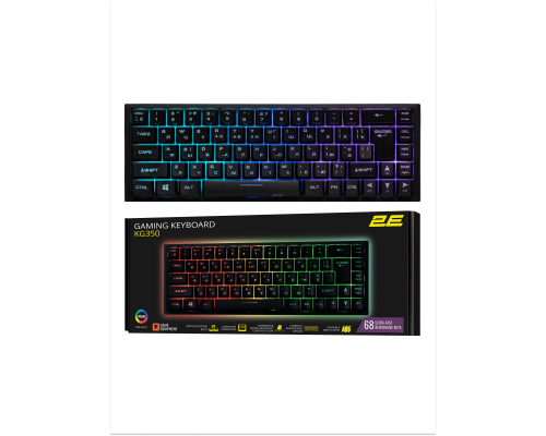 Клавиатура мембранная 2E GAMING KG350 68key USB-A EN/UA/RU RGB чёрный