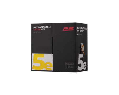 Кабель витая пара 2E CAT 5e U-UTP 305м AWG 24/1 LSZH желтый