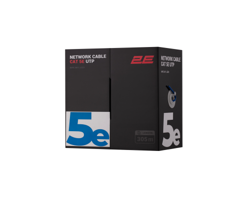 Кабель витая пара 2E CAT 5e U-UTP 305м AWG 24/1 LSZH синий