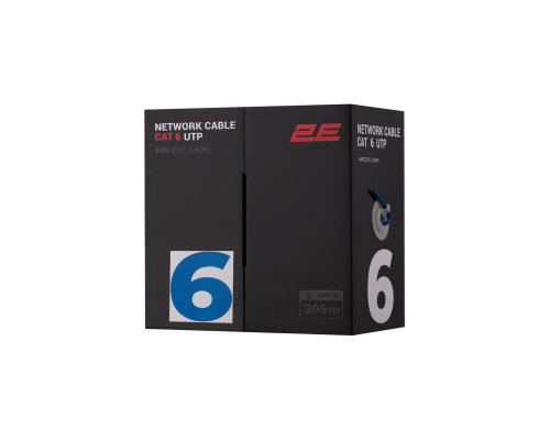 Кабель витая пара 2E CAT 6 U-UTP 305м AWG 23/1 LSZH-1 синий