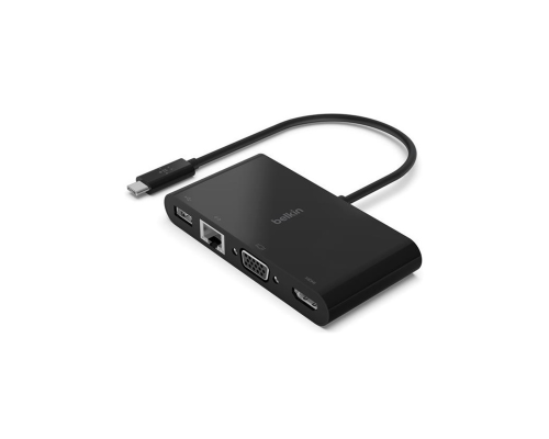 Многопортовый хаб Belkin USB-C > Ethernet / HDMI / VGA / USB-A, черный