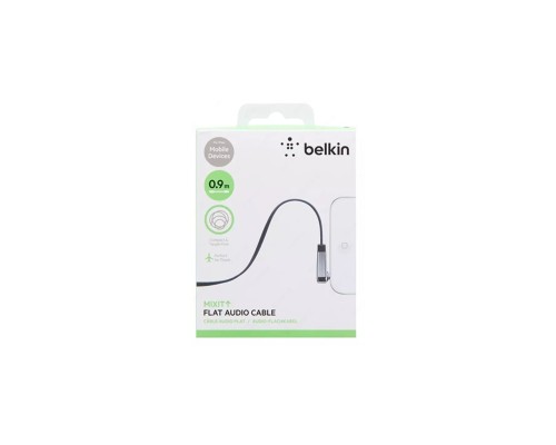 Кабель Belkin,3.5MM AUDIO,M/M,FLAT,RT ANGLE,3',BLACK