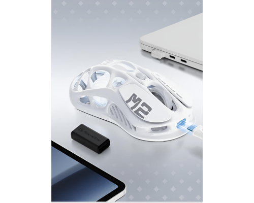 Игровая мышь GravaStar Mercury M2, BT/WL/USB-A, RGB, Opaline White