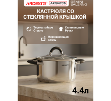 Кастрюля со стеклянной крышкой ARDESTO Gemini Salerno, 4.4л, нержавеющая сталь, силикон