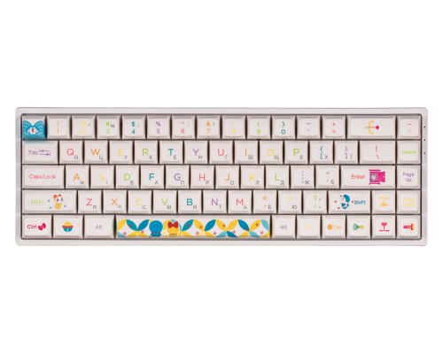 Клавиатура механическая Akko 3068B Doraemon Rainbow 68Key, CS Jelly Pink, BT/WL/USB-A, EN/UKR, RGB, Білий