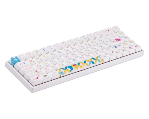 Клавиатура механическая Akko 3068B Doraemon Rainbow 68Key, CS Jelly Pink, BT/WL/USB-A, EN/UKR, RGB, Білий