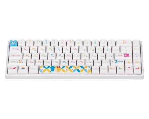 Клавиатура механическая Akko 3068B Doraemon Rainbow 68Key, CS Jelly Pink, BT/WL/USB-A, EN/UKR, RGB, Білий