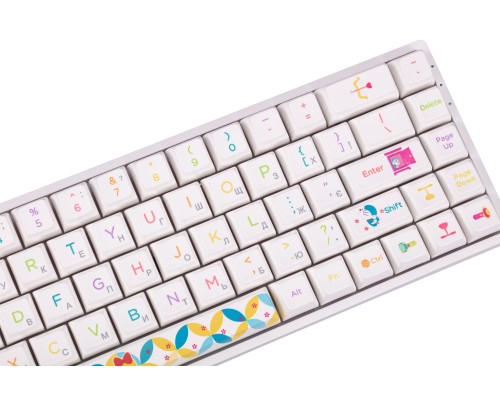 Клавиатура механическая Akko 3068B Doraemon Rainbow 68Key, CS Jelly Pink, BT/WL/USB-A, EN/UKR, RGB, Білий