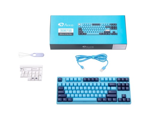 Клавиатура механическая Akko 3087 Mirror of Sky 87Key, CS Radiant Red V2, USB-A, EN/UKR, No LED, Блакитний
