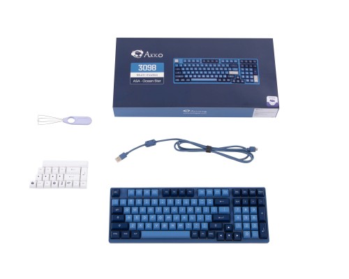 Клавиатура механическая Akko 3098B Ocean Star 98Key, CS Jelly White, BT/WL/USB-A, Hot-swappable, EN/UKR, RGB, Чорний