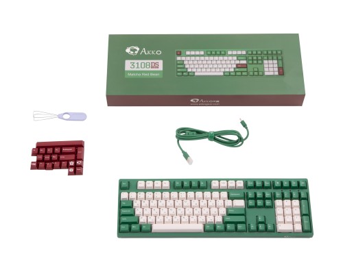 Клавиатура механическая Akko 3108 DS Matcha Red Bean 108Key, CS Pink V2, USB-A, EN/UKR, No Led, Зеленый