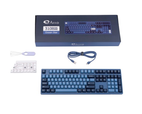 Клавиатура механическая Akko 3108DS Ocean Star 108Key, CS Blue V2, USB-A, EN/UKR, No Led, Блакитний