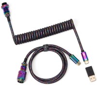 Кабель Keychron Premium Coiled Aviator Cable Straight Rainbow Plated Black Черный