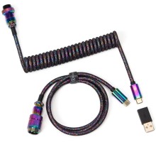 Кабель Keychron Premium Coiled Aviator Cable Straight Rainbow Plated Black Черный