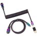 Кабель Keychron Premium Coiled Aviator Cable Straight Rainbow Plated Black Черный