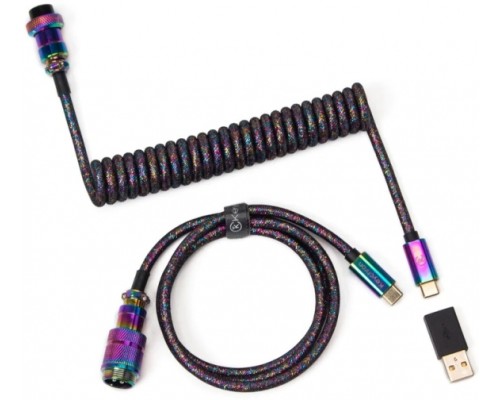 Кабель Keychron Premium Coiled Aviator Cable Straight Rainbow Plated Black Черный