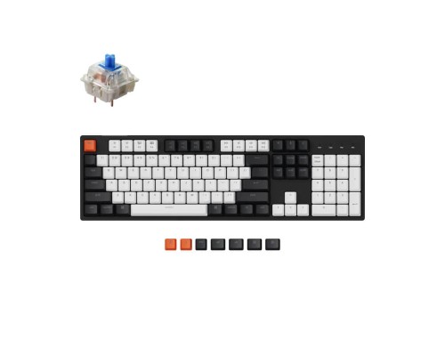 Клавиатура механическая Keychron C2 104Key, Gateron G Pro Blue, Hot-Swap, USB-A, EN/UKR, White Led, Чёрный